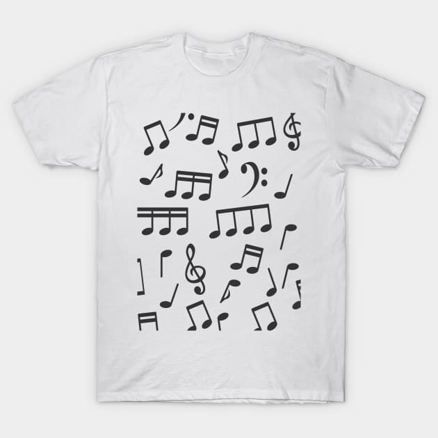 Musical Notes Pattern Illustration T-Shirt by hobrath